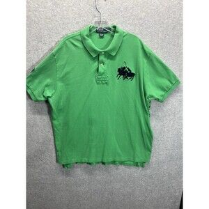 Ralph Lauren Polo Shirt Mens 2XL Green Big Pony Rugby Number 3 Vintage